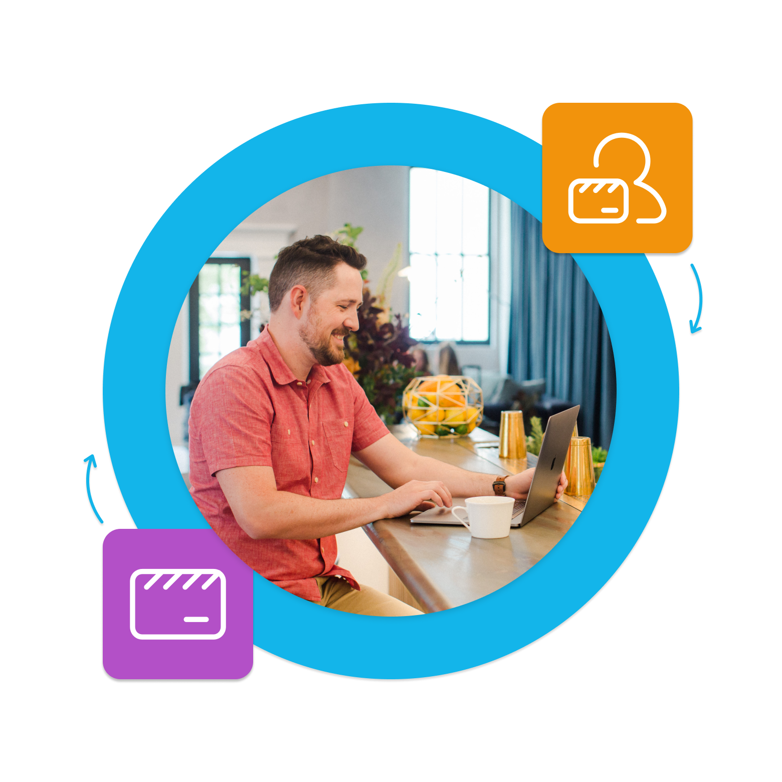 A business owner uses a third-party payroll app to pay his employees from his laptop.
